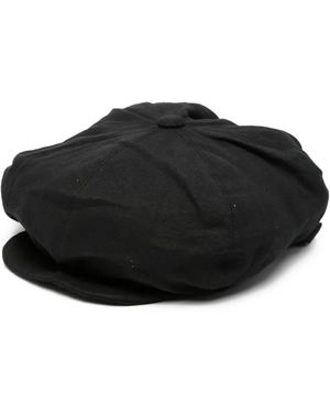 Ziggy Chen Paneled Newsboy Hat - Black