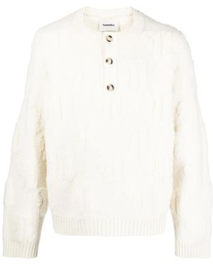 Nanushka Raised-Logo Crew-Neck Sweater - White