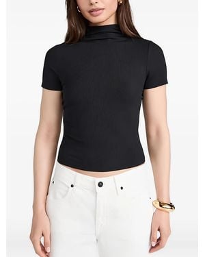 PAIGE Blanche Ribbed Turtleneck Top - Black