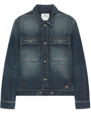 Courreges Veste En Jean Délavée À Logo Brodé - Blue