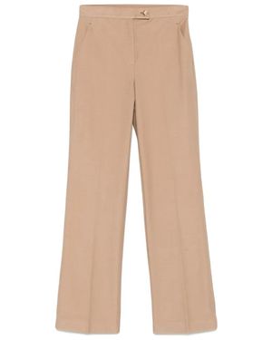 Max Mara Logo-Patch Pants - Natural