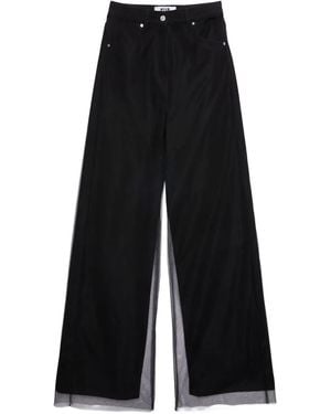MSGM Vaqueros con panel de tul - Negro