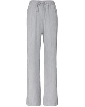 Gaelle Paris Pinstriped Drawstring-Waist Pants - Gray