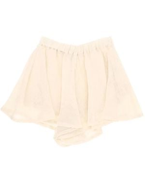 120% Lino Elasticated Flared Mini Shorts - Natural