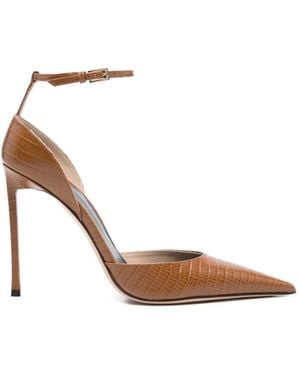 Tom Ford Lizard-Effect Ankle-Strap Court Shoes - Brown