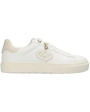 Mexx Logo-Patch Snakeskin-Effect Sneakers - White
