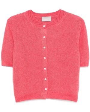 Hemisphere Button Short-Sleeve Cardigan - Pink
