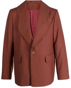 Séfr Scallop-Lapels Single-Breasted Blazer - Red