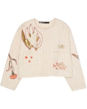Bimba Y Lola Striped Printed Jacket - Natural