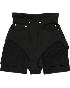 Rick Owens Dirt Cutoffs Buttoned-Pockets Shorts - Black