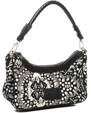V73 Braided-Handle Patterned Bag - Black