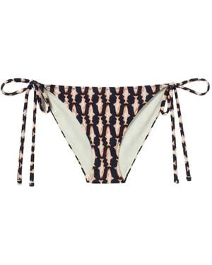 La DoubleJ Fish-Print Bikini Bottom - White