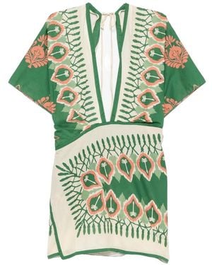 Johanna Ortiz Printed Open-Back Mini Dress - Green