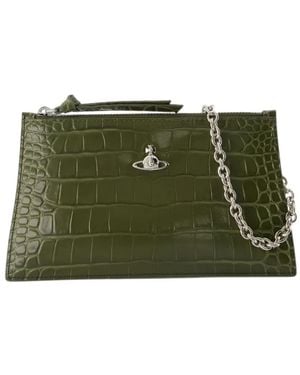 Vivienne Westwood Croc-Effect Orb Clutch Bag - Green