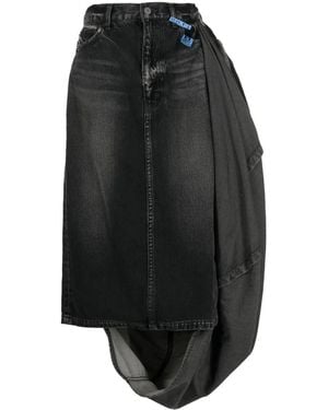 Maison Mihara Yasuhiro Circle Washed Denim Skirt - Black