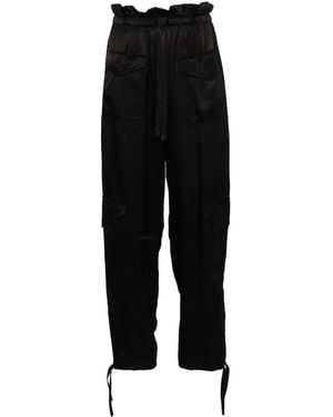 Ganni Satin Cargo Trousers - Black