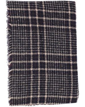 Faliero Sarti Checked Frayed-Edge Scarf - Black