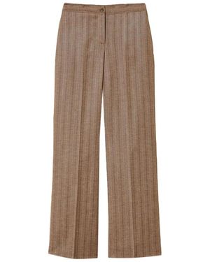 Twinset Wool Blend Pinstripe Trousers - Natural