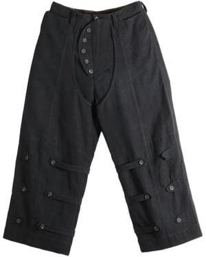 Ziggy Chen Pilot Button-Detailed Wide-Leg Trousers - Grey