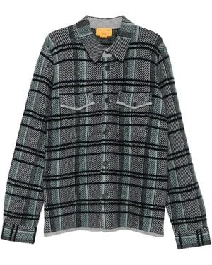 Guest In Residence Camisa con bolsillo a cuadros - Gris