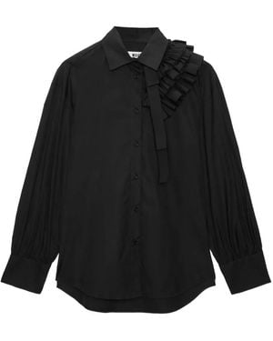 MSGM Ruffled Cotton Shirt - Black