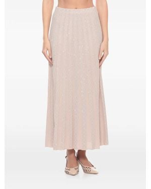 D.exterior Sequin-Embellished Pleated Midi Skirt - Pink