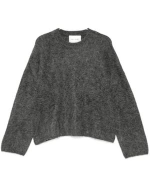 Soft Goat Brushed-Knit Crew-Neck Sweater - Grey
