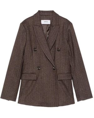 VELA SHOP Herringbone Double-Breasted Suit - Brown
