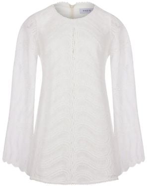 Raquel Diniz Lace Bell-Sleeve Dress - White