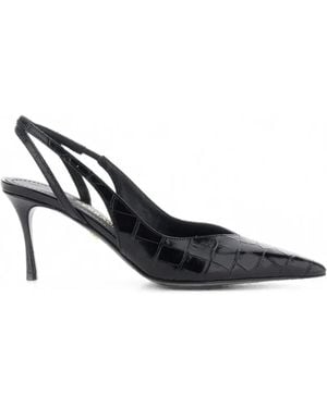 Ferragamo Croc-Effect Slingback Pumps - Black