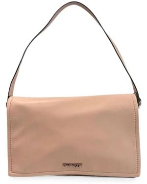 Twinset Logo-Plaque Shoulder Bag - Natural