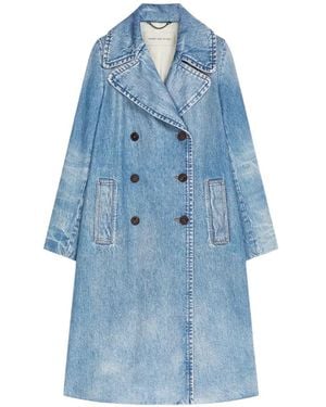 Dries Van Noten Doppelreihiger Jeansmantel - Blau