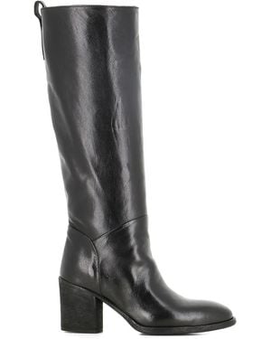 Officine Creative Leather Block-Heel Boots - Black