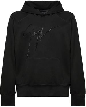 Giuseppe Zanotti Lr-21 Crystal-Embellished Logo Hoodie - Black