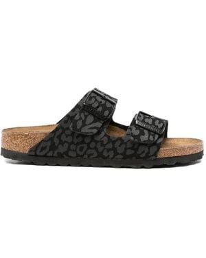 Birkenstock Arizona Leopard-Print Sandals - Noir