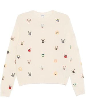Loewe Animal-Embroidered Jumper - Natural