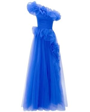 Gemy Maalouf Ruffled One-Shoulder Dress - Blue
