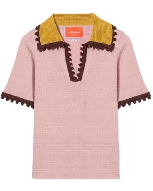 La DoubleJ Zigzag-Trim Polo Shirt - Pink