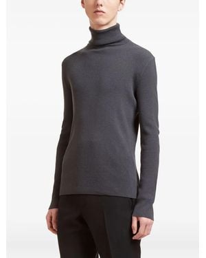 Aiezen Maglione A Coste Con Collo Alto - Grigio