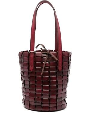 Dragon Diffusion Leather-Woven Bucket Bag - Red