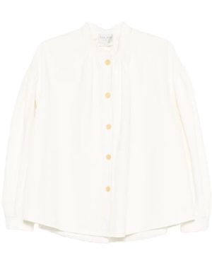 forte_forte High-Neck Button Top - White