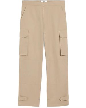 Ami Paris Cotton Straight-Leg Trousers - Natural