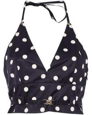 Maje Polka-Dot Halterneck Top - Blue