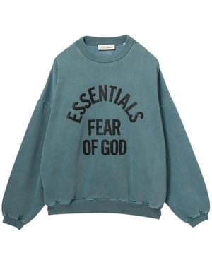 Essentials Logo-Print Crew Neck Jumper - Blue