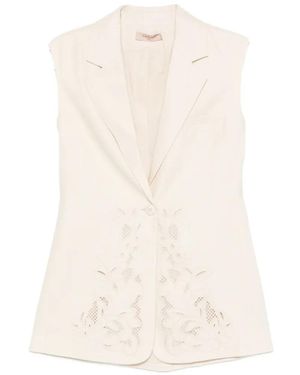 Twinset Embroidered Sleeveless Waistcoat - White