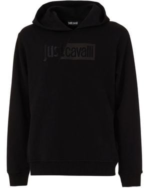 Just Cavalli Logo-Plaque Hoodie - Black