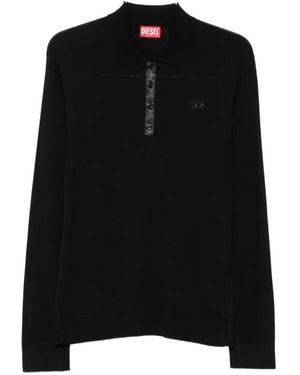 DIESEL Polo K-Vilnius Con Parche Del Logo De Manga Larga - Negro