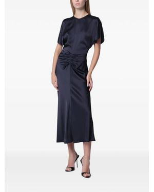 Victoria Beckham Bela Ruched Midi Dress - Blue