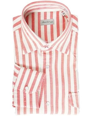 Sartorio Napoli Stripe-Pattern Shirt - Pink