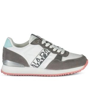 Napapijri Suede-Panelled Mesh-Insert Sneakers - White